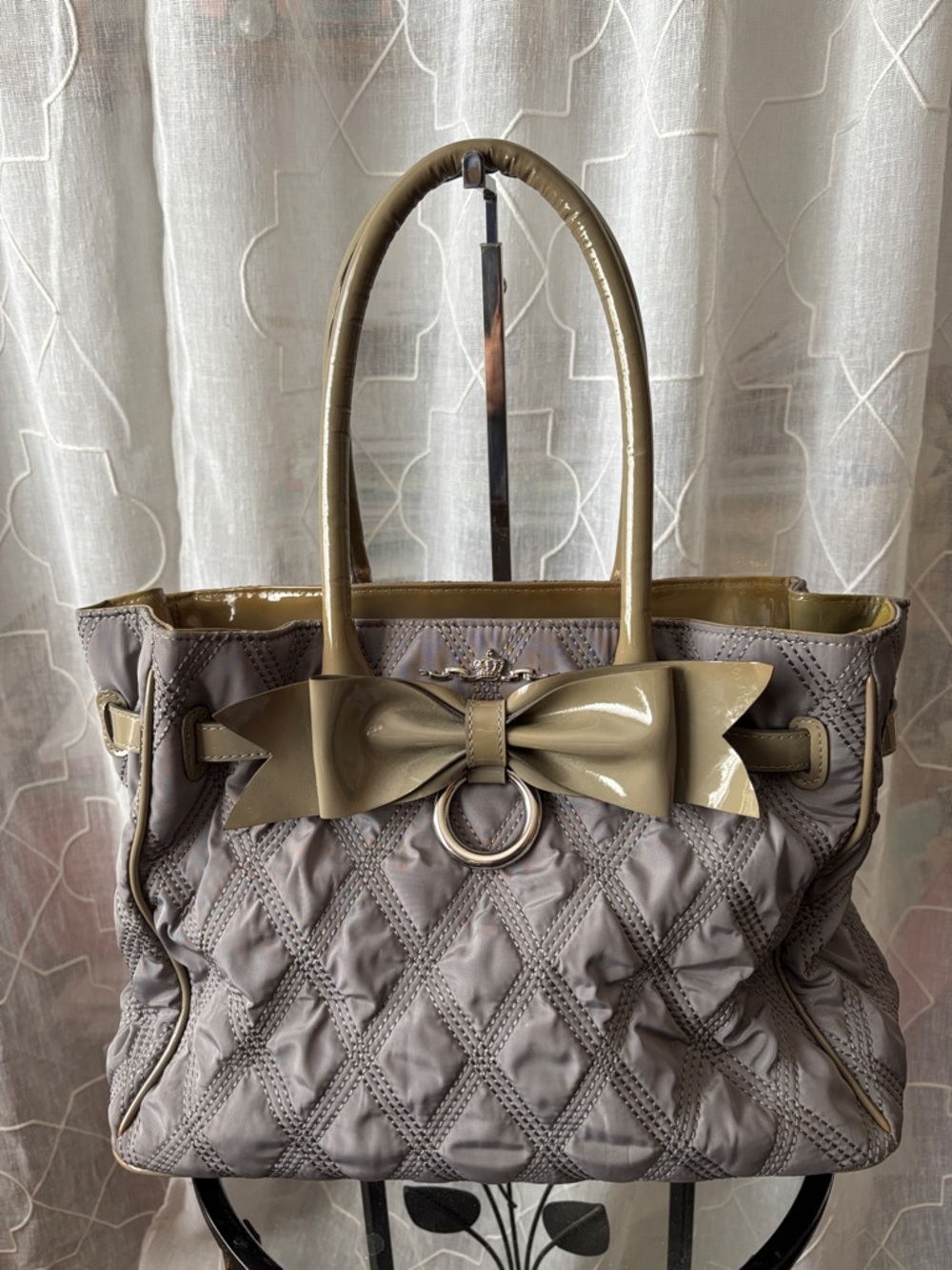 Retired MFIL Quilted Tote Bag with Bow Accent